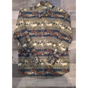 Vintage Southwestern Natural Issue Shirt‎ Caribou Alaskan Print
